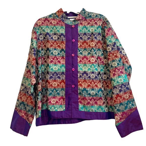 ColdWater Creek Multi-Colored Asian Style Inspired Tapestry Textured Jacket - Picture 1 of 4